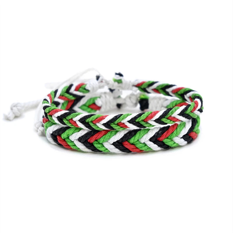 Geometrisches gepunktetes Palästina-Armband für Männer und Frauen, mehrfarbiges Handgeflecht, arabischer Stil, Gaza-Flagge, Schmuckzubehör
