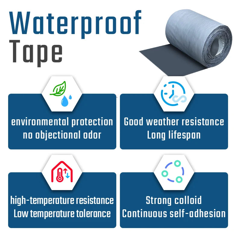 10 m wasserdichtes Klebeband, wasserdichtes Klebeband für Risse, Reparaturband. Auslaufsichere Reparatur von Dächern, Wänden und Rissen