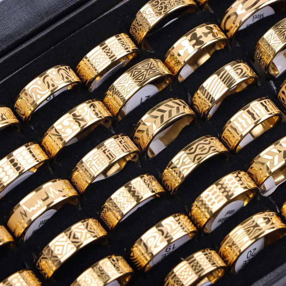 10 Teile/los Trendy Klassische männer frauen Öl Tropft Edelstahl Ringe, Retro Schmuck Geschenke, Gemischte Stil