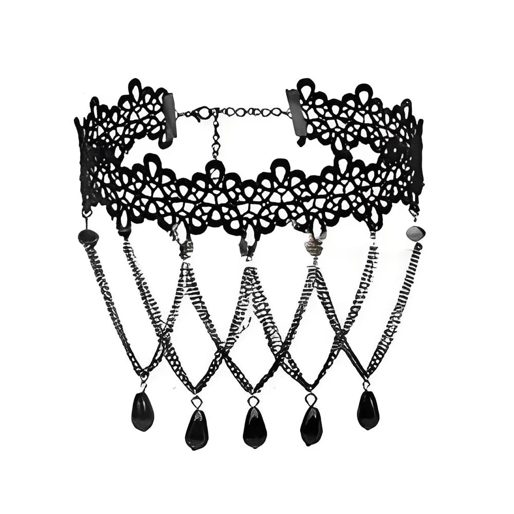 Neo-Gothic Punk Schwarz Sexy Spitze Halskette Für Frauen Mode Retro Schlüsselbein Kette Halloween Kragen Halsband Steampunk Geschenke