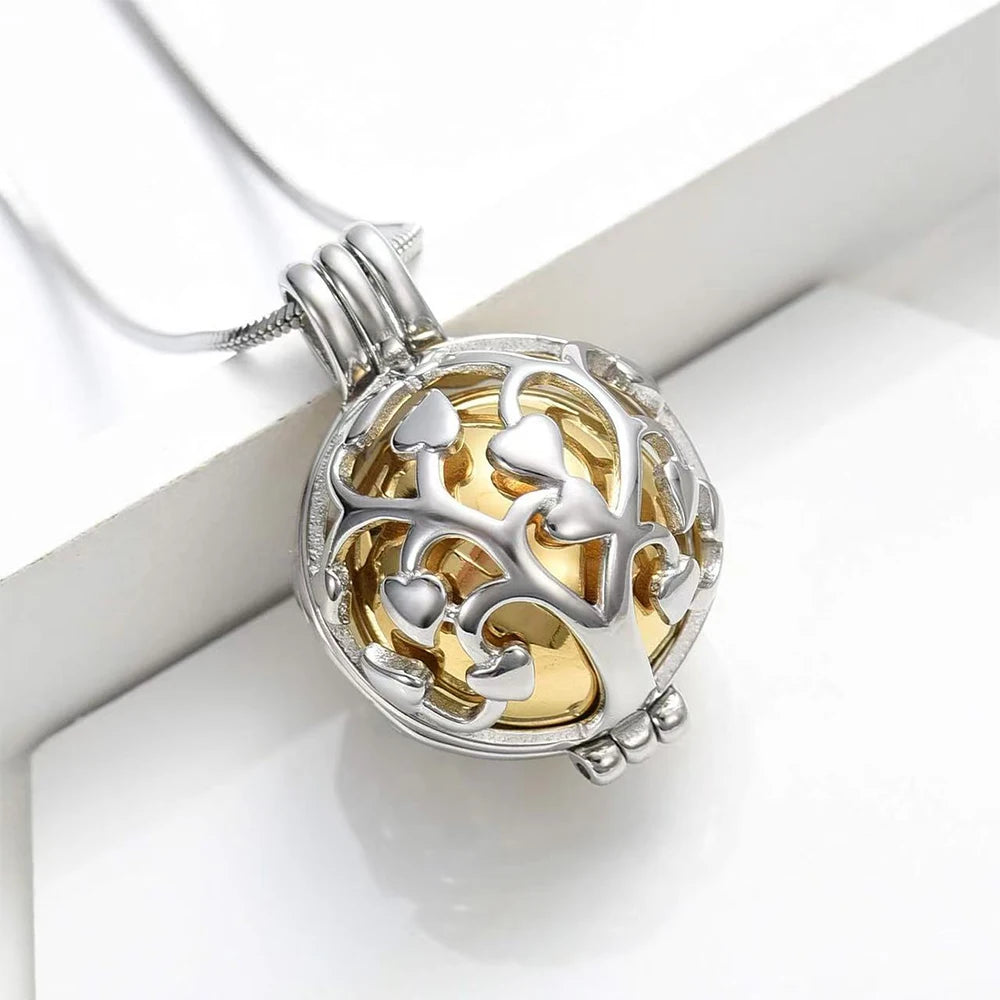 Urnen-Halskette für Asche mit hohler Mini-Kugel, Andenken, Urnen-Anhänger, Gedenkschmuck für Asche