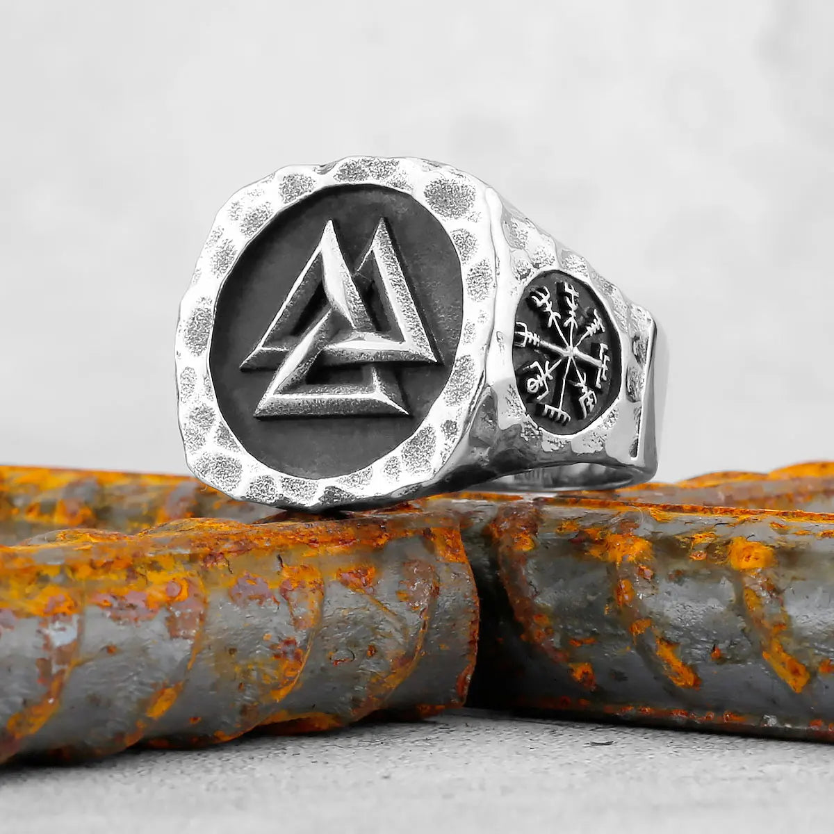Vintage Edelstahl Wikinger Amulett Ring Nordischer Kompass Runen Männer und Frauen Ringe Teenager Multi Style Schmuck Freund Geschenk