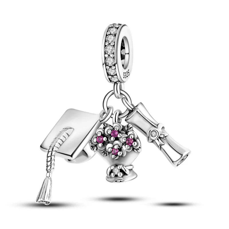 Echtes 925 Sterling Silber Buch Und Kaffeetasse Charms Fit Original Pand 3mm Armband Anhänger Perlen Frauen Edlen schmuck