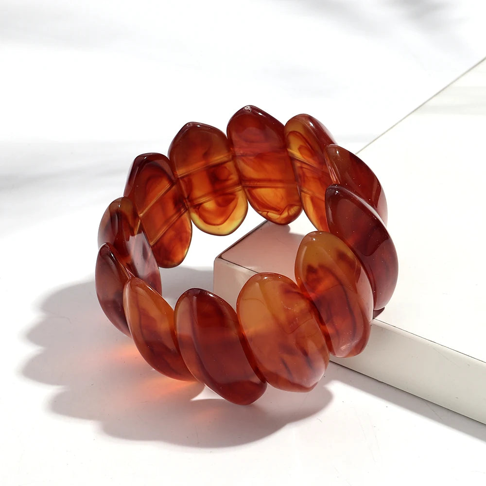 Retro Bernstein Unregelmäßige Geometrische Acryl Armbänder für Frauen Boho Statement Harz Stapelbare Armband Armreif Paar Schmuck Geschenke