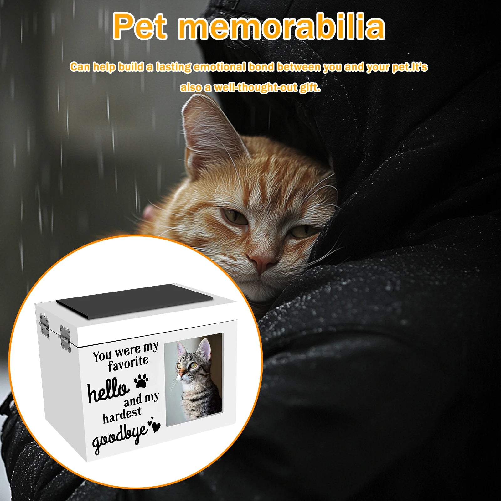 Hölzerne Haustier-Gedenkurne, DogCremation Urne mit Fotorahmen, Schlüssel und Schloss, personalisierte Haustier-Andenken-Memory-Box für Asche von Hunde oder Katzen