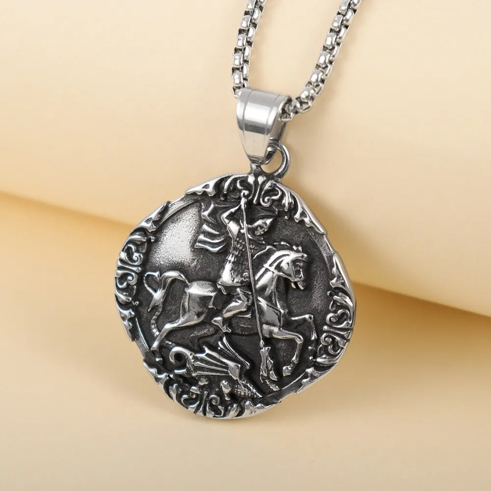 Vintage mittelalterlicher Kriegsritter Anhänger Charm Herren Halskette Weihnachtsgeschenk Valentinstag Geschenk Amulett Schmuck Zubehör