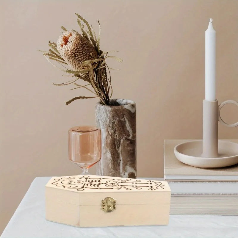 Haustier-Gedenkgeschenke, Sargförmige Boxen, Urne, handgeschnitztes Knochen aus Holz, Vintage-Dekor, Katzenasche, Handbuch