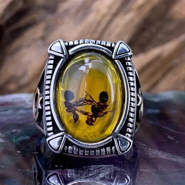 Europäischer und amerikanischer eingelegter Smaragd-Herrenring Türkei Retro dominanter Persönlichkeitsring, um den Bankett-Party-Schmuck teilzunehmen