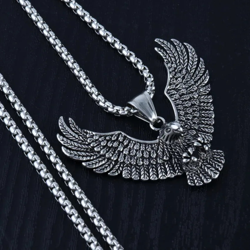 Fliegender Adler Anhänger Halskette Hip Hop Punk Edelstahl Kette Herrenschmuck Vintage Rapper Rock Zubehör Geschenk 2025, Neu