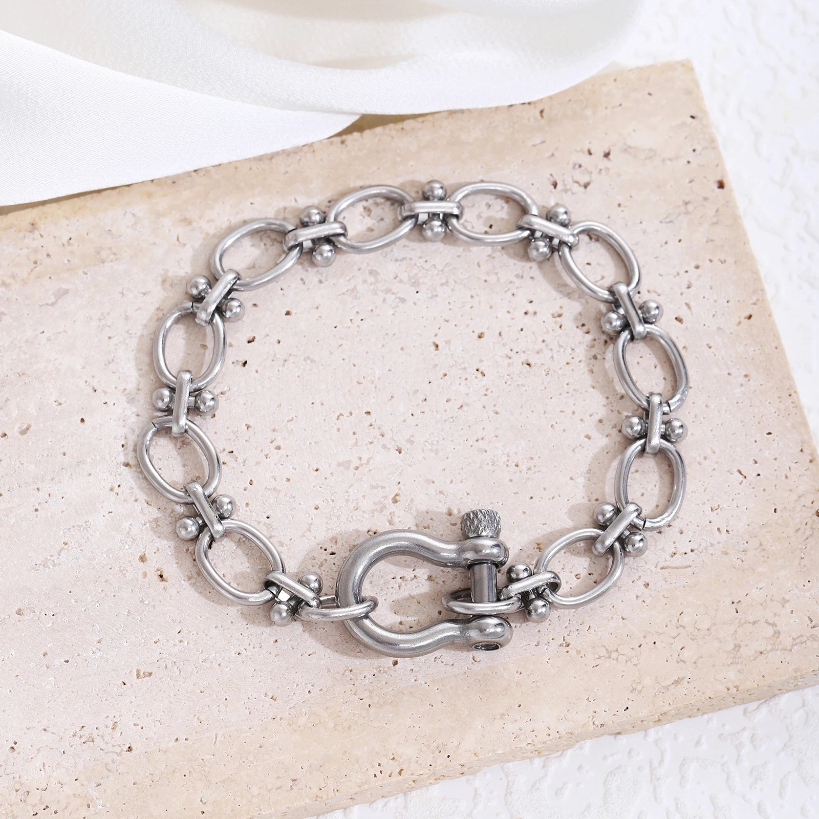 Pferdeschuh-Knoten-Armband für Männer und Frauen, Edelstahl, minimalistisches Silberkettenarmband, Schnalle, abnehmbare Armbänder, Schmuck, Geschenk