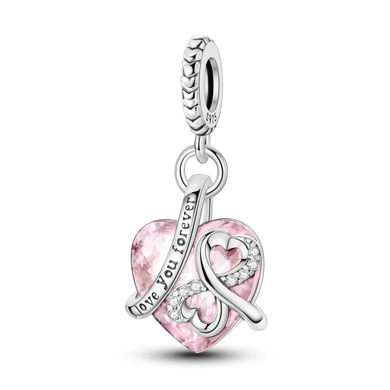 Heißer Verkauf 925er Sterlingsilber, rotes Herz und Pfeil, baumelnder Charm und blauer Murano-Glas-Delfine-Anhänger, passend für Armband, Modeschmuck