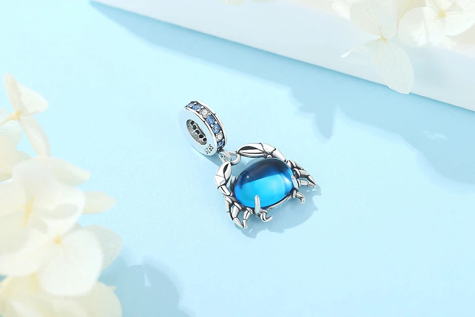 Original 925 Sterling Silber Charms Meeresschildkröte Anhänger Kristall Perlen Fit Marke Armbänder Halsketten Diy Schmuck Für Frauen