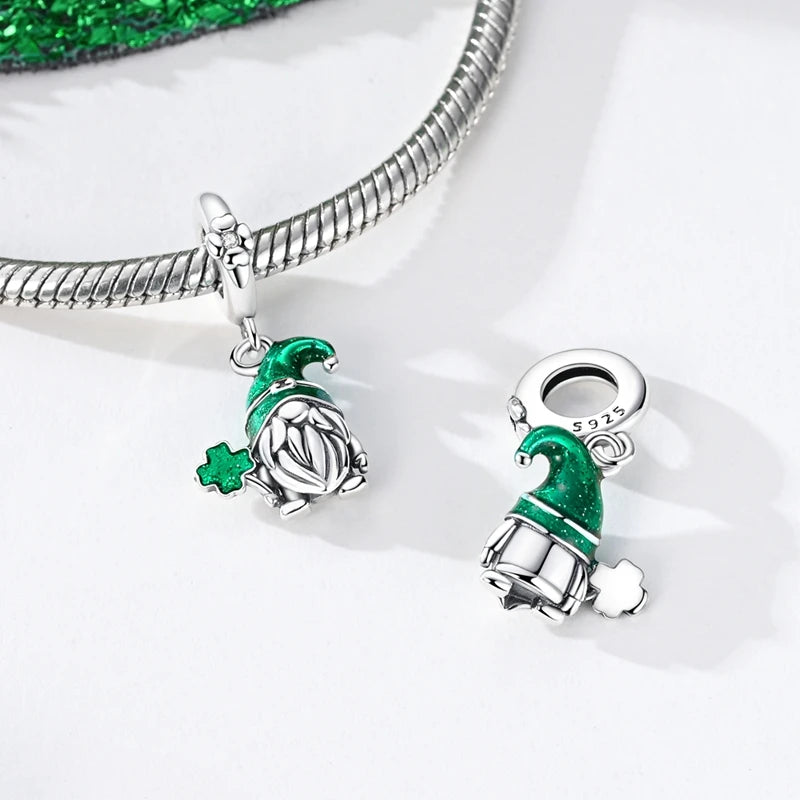 Neu im 925er-Sterlingsilber, grüne Charms, Perlen, Frosch, Kleeblatt, Schildkröte, Anhänger, Schmuck, passend für Original-925-Armbänder für Frauen, DIY-Geschenk
