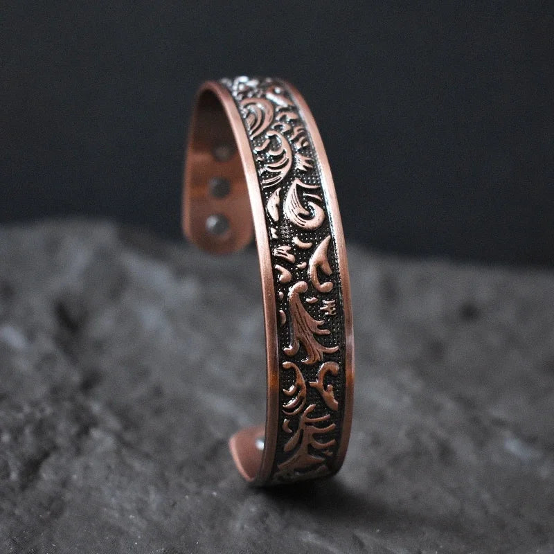 Handgefertigtes Kupfer-Magnetarmband, handgeschmiedet mit massivem und hochwertigem Kupferarmband im Wikinger-Stil mit minimalistischer Eleganz für Herren