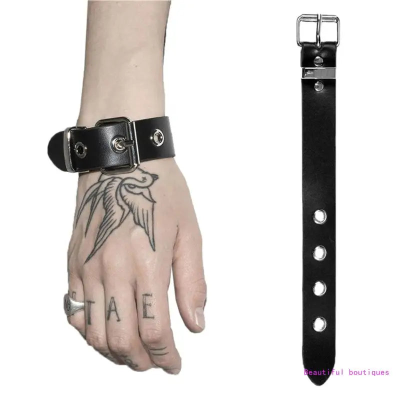 Punk Bracelets Men Women Retro Bracelet Adjustable Wrist Belt Buckle Style Cuff Bangle Bracelet for Men
