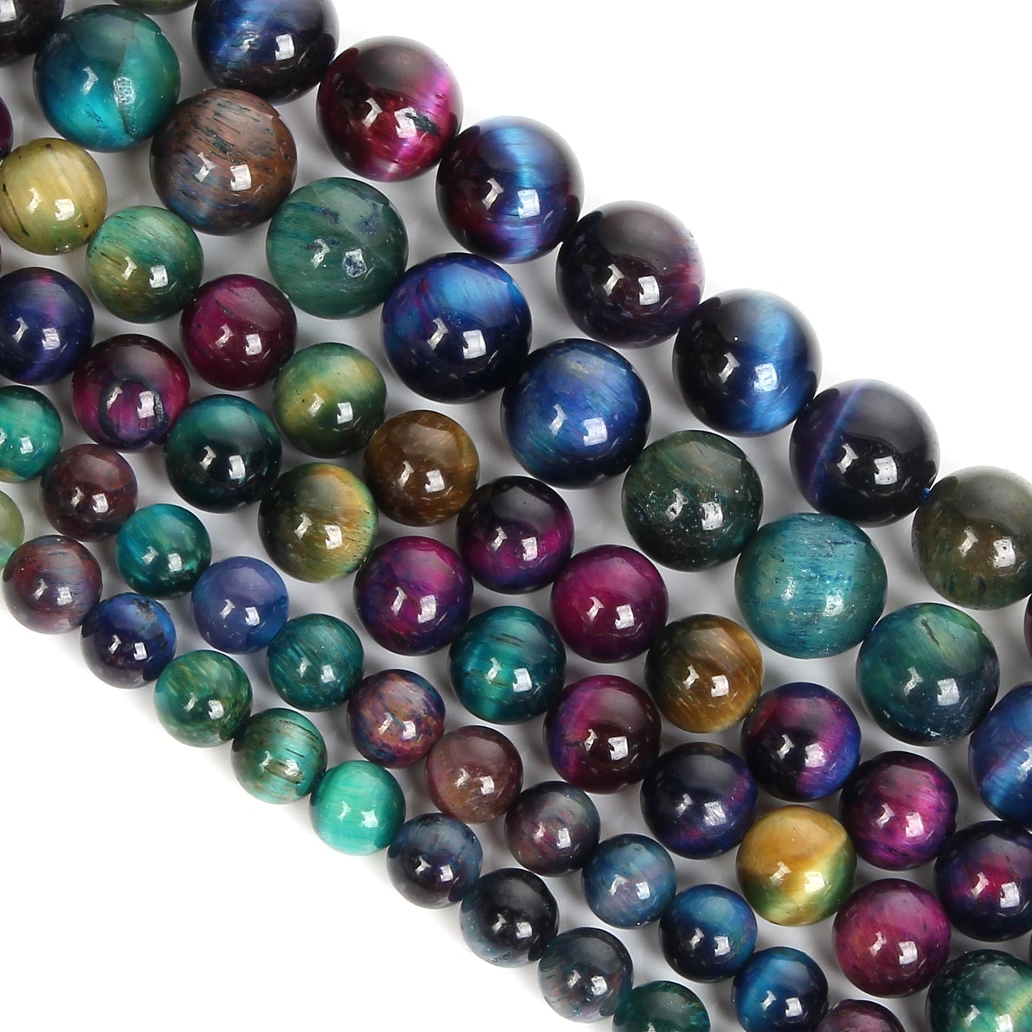 Natursteinperlen, mehrfarbig, Tigerauge, lose Distanzperlen für die Herstellung von Armbändern, Schmuck, DIY-Zubehör, Auswahlgröße 4/6/8/10/12 mm