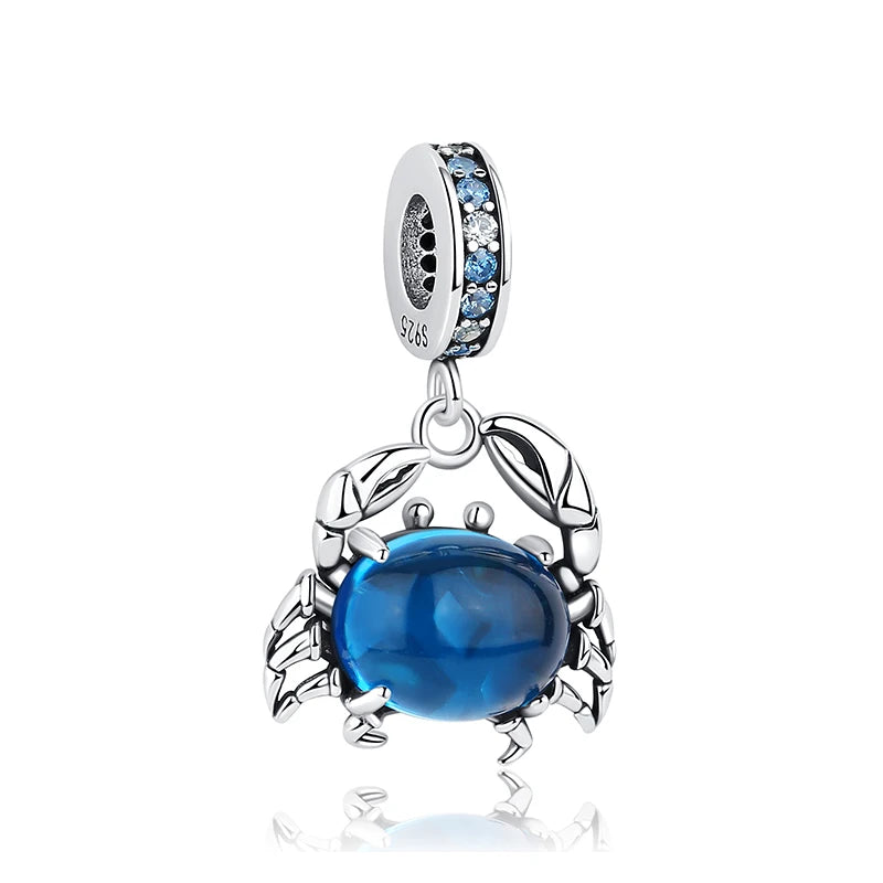 Original 925 Sterling Silber Charms Meeresschildkröte Anhänger Kristall Perlen Fit Marke Armbänder Halsketten Diy Schmuck Für Frauen