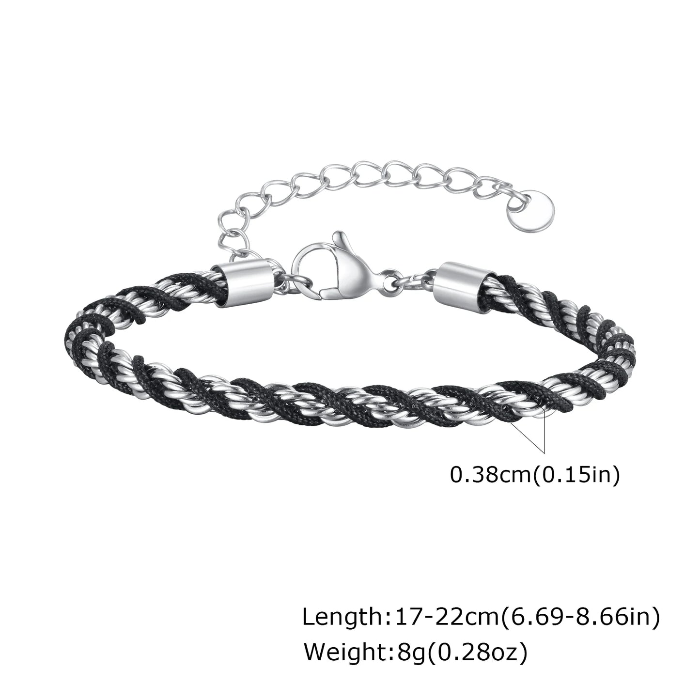 Zweifarbige Kettenarmbänder für Männer und Jungen, verstellbares Armband mit gedrehtem Seil aus Edelstahl, stilvolle Schmuckgeschenke