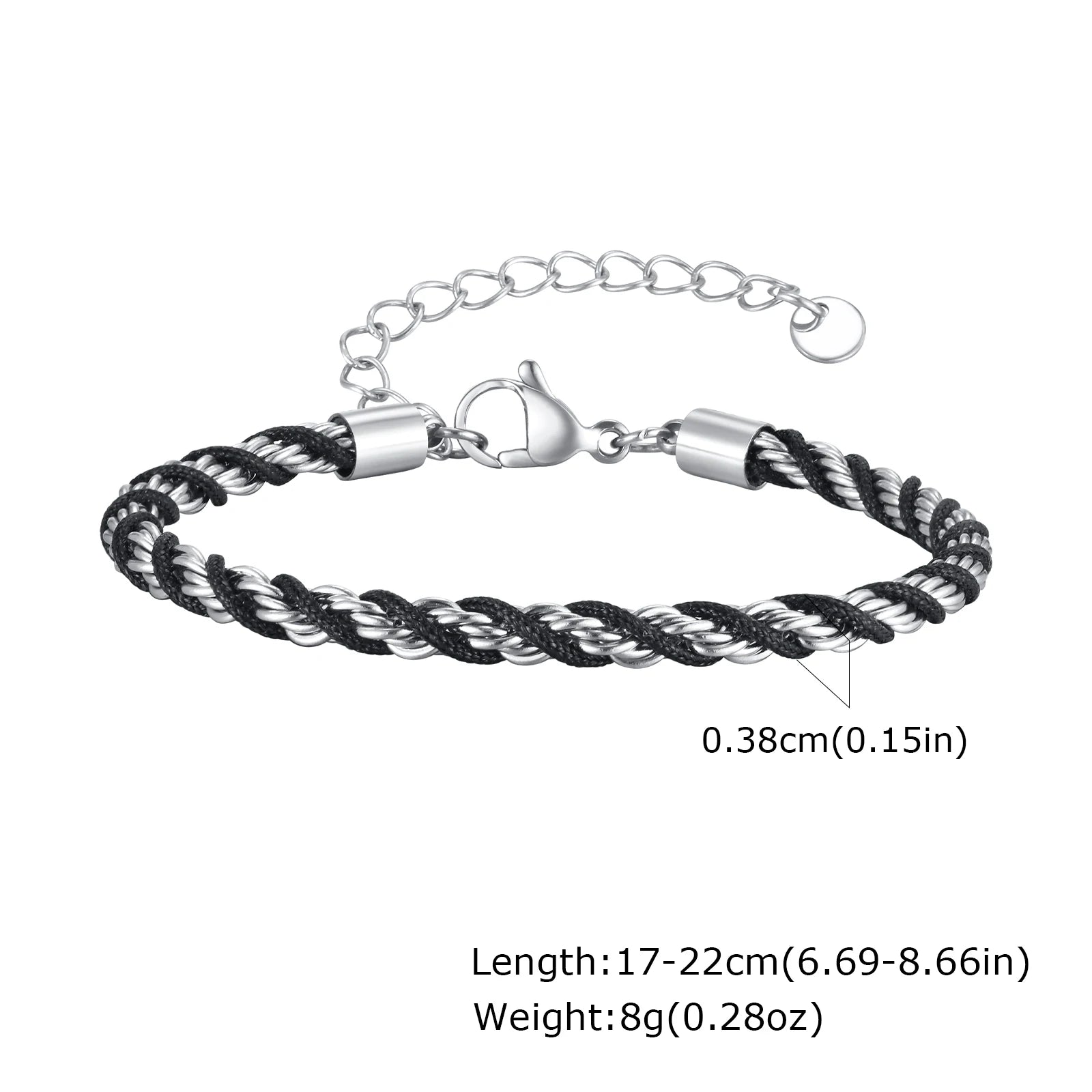 Zweifarbige Kettenarmbänder für Männer und Jungen, verstellbares Armband mit gedrehtem Seil aus Edelstahl, stilvolle Schmuckgeschenke