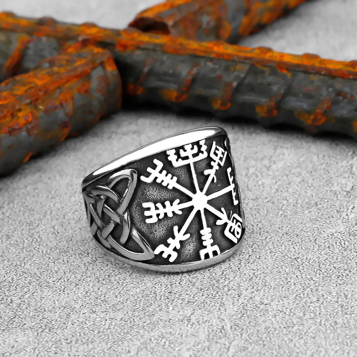 Vintage Edelstahl Wikinger Amulett Ring Nordischer Kompass Runen Männer und Frauen Ringe Teenager Multi Style Schmuck Freund Geschenk