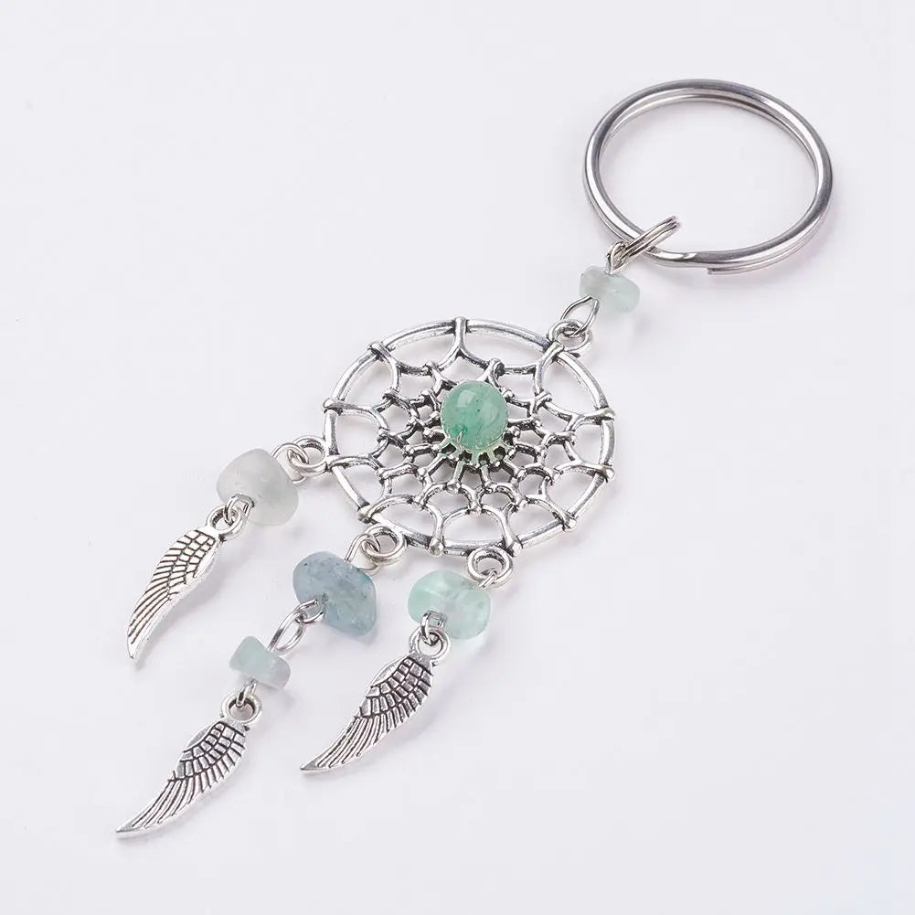 Naturstein Traumfänger Schlüsselanhänger Taschenanhänger Mode Boho Schmuck Flügel Schlüsselanhänger Opal für Frauen Mädchen Party Geschenk