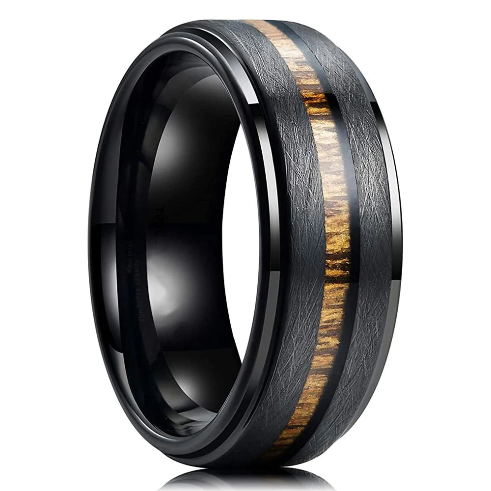 Moderne 8mm Schwarz Titan stahl Ringe für Männer Frauen Nut Facetten Edelstahl Männer Ring Hochzeit Band schmuck Großhandel