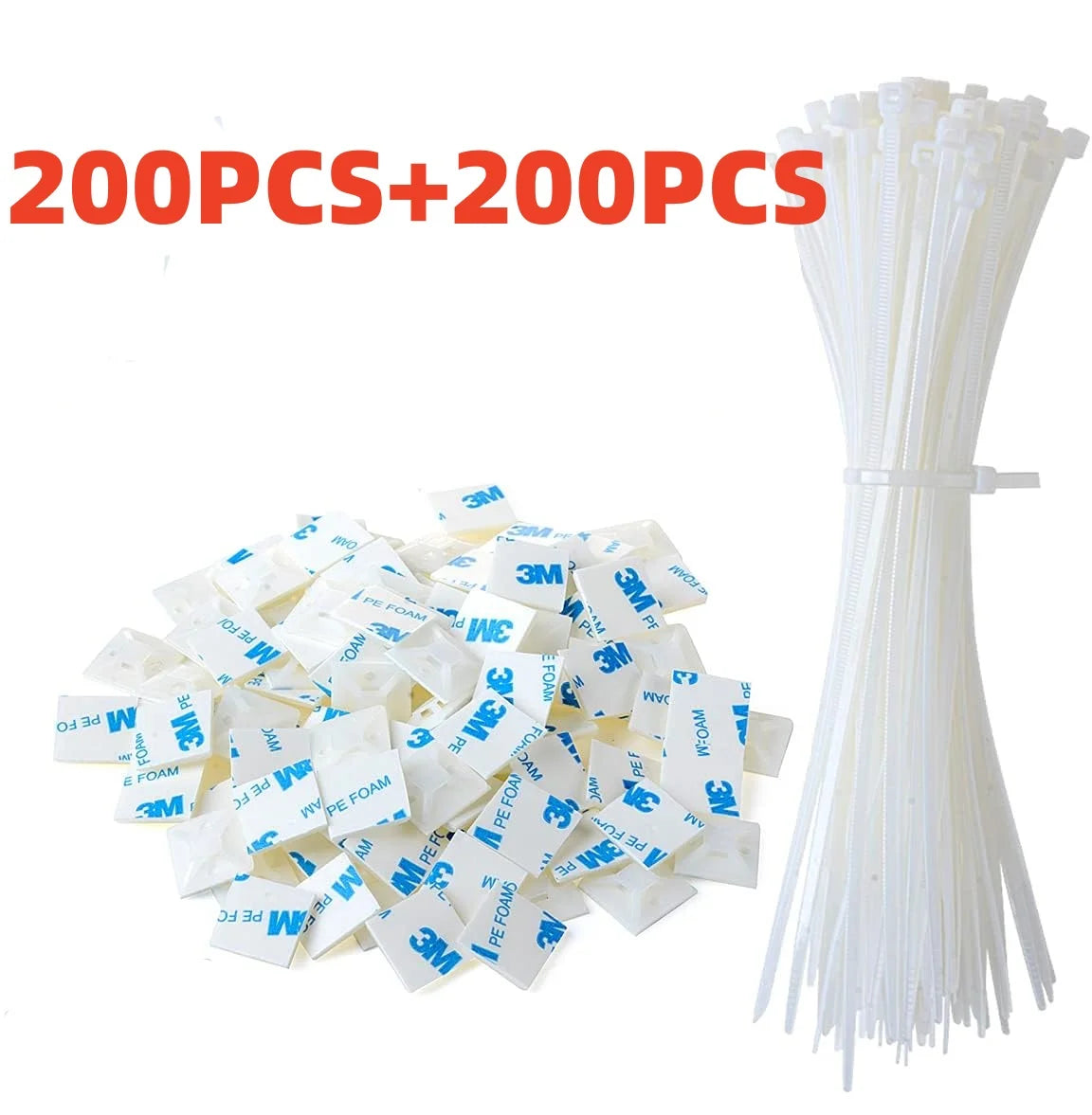 Selbstsichernder Kunststoff-Nylon-Kabelbinder + Nylon, quadratisch, 3 m, selbstklebender Draht, Reißverschluss, fester Sitzhalter, Kabelbinder-Montagebasis