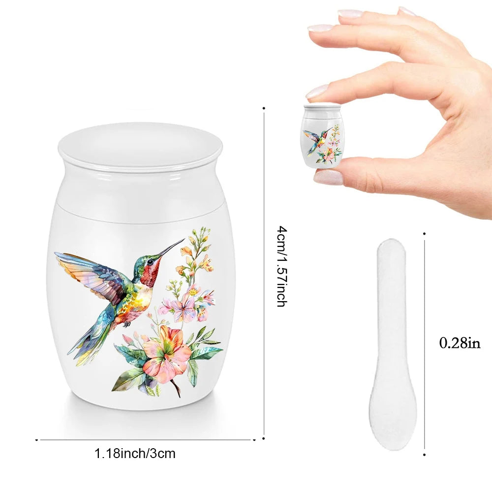 Mini-Kolibri-Urne für Asche, kleiner Andenken-Einäscherungsgürtel aus Aluminiumlegierung, Beerdigungshalter für Menschen bleibt