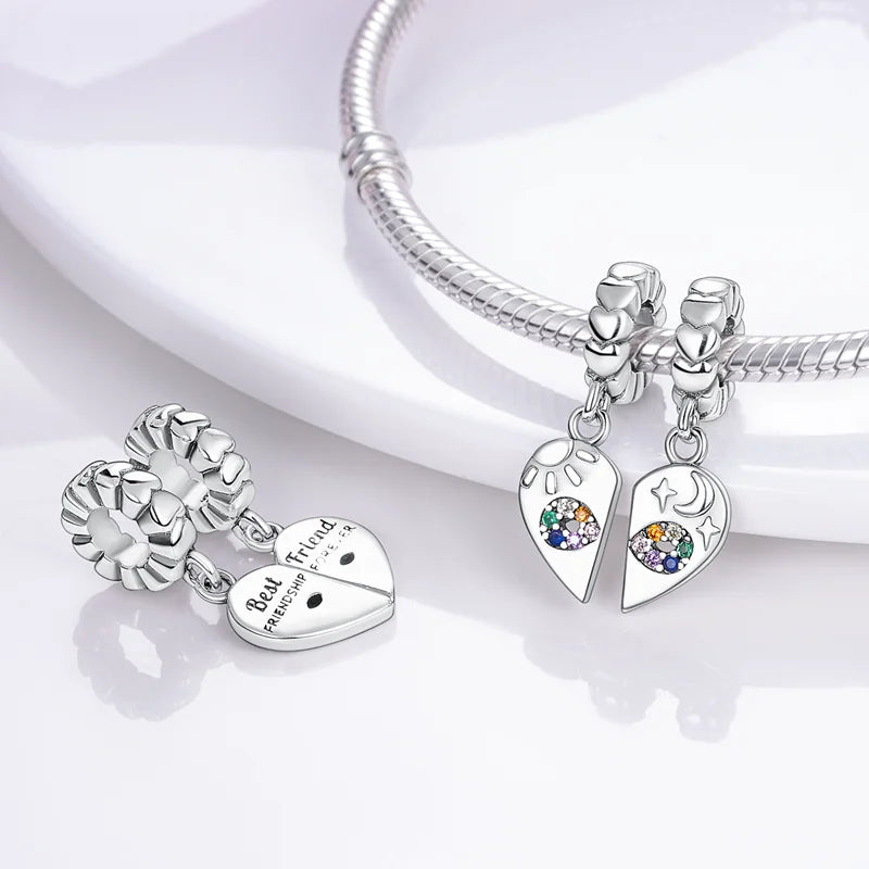Charms aus 925er-Sterlingsilber, romantische Herz-Serie, Perlen, passend für Qikaola 925 Original-Armbänder, DIY-Schmuck zum Muttertag, Geschenke