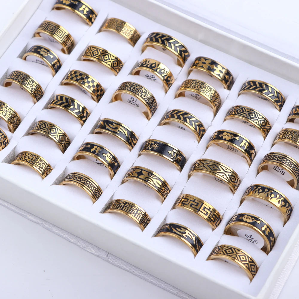 10 Teile/los Trendy Klassische männer frauen Öl Tropft Edelstahl Ringe, Retro Schmuck Geschenke, Gemischte Stil