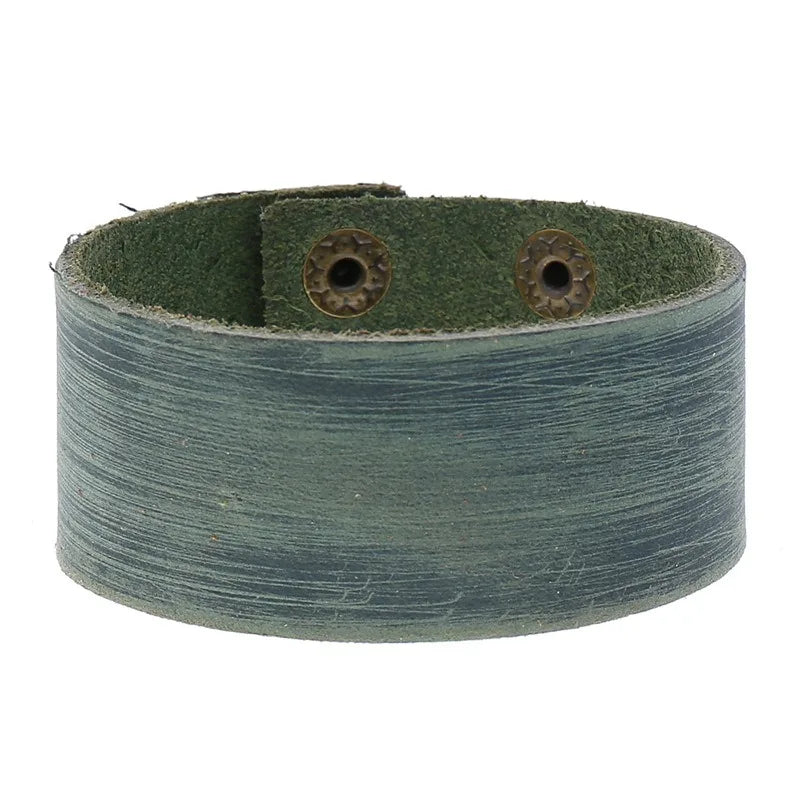 Breite Wickelarmbänder aus echtem Leder für Herren, Retro, verstellbare Armreifen für Männer, Punk-Stil, Schmuck, Geschenke, Schwarz, Braun, Rot, Grün, Blau