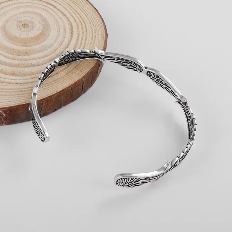Retro Kreatives Design Engelsflügel Metall Offene Armreif Armbänder für Männer Frauen Cool Glamour Party Biker Schmuck