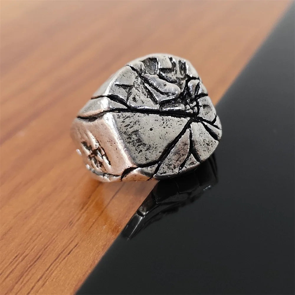 Vintage Rissige Legierung Männer Ring Retro Platz Zeigefinger Ring Für Männer Rock Bar Party Schmuck Großhandel