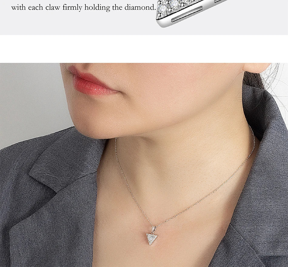 PERFANY 0,5/1CT Dreieckige Moissanit Halskette für Frauen S925 Reinem Silber Labor Diamant Anhänger Mode Schmuck Party Geschenk