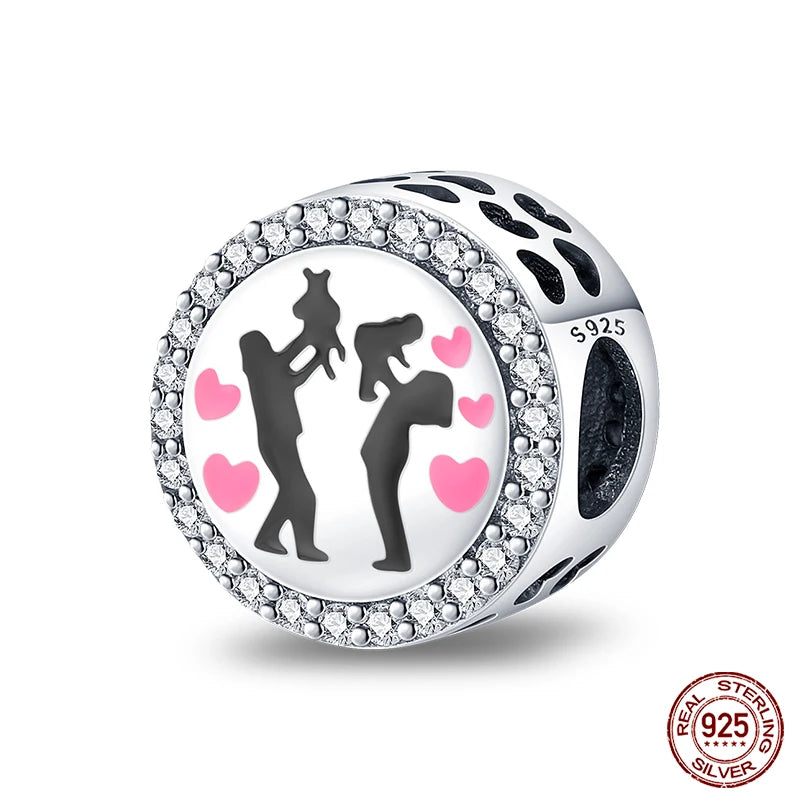 Charms aus 925er-Sterlingsilber, romantische Herz-Serie, Perlen, passend für Qikaola 925 Original-Armbänder, DIY-Schmuck zum Muttertag, Geschenke