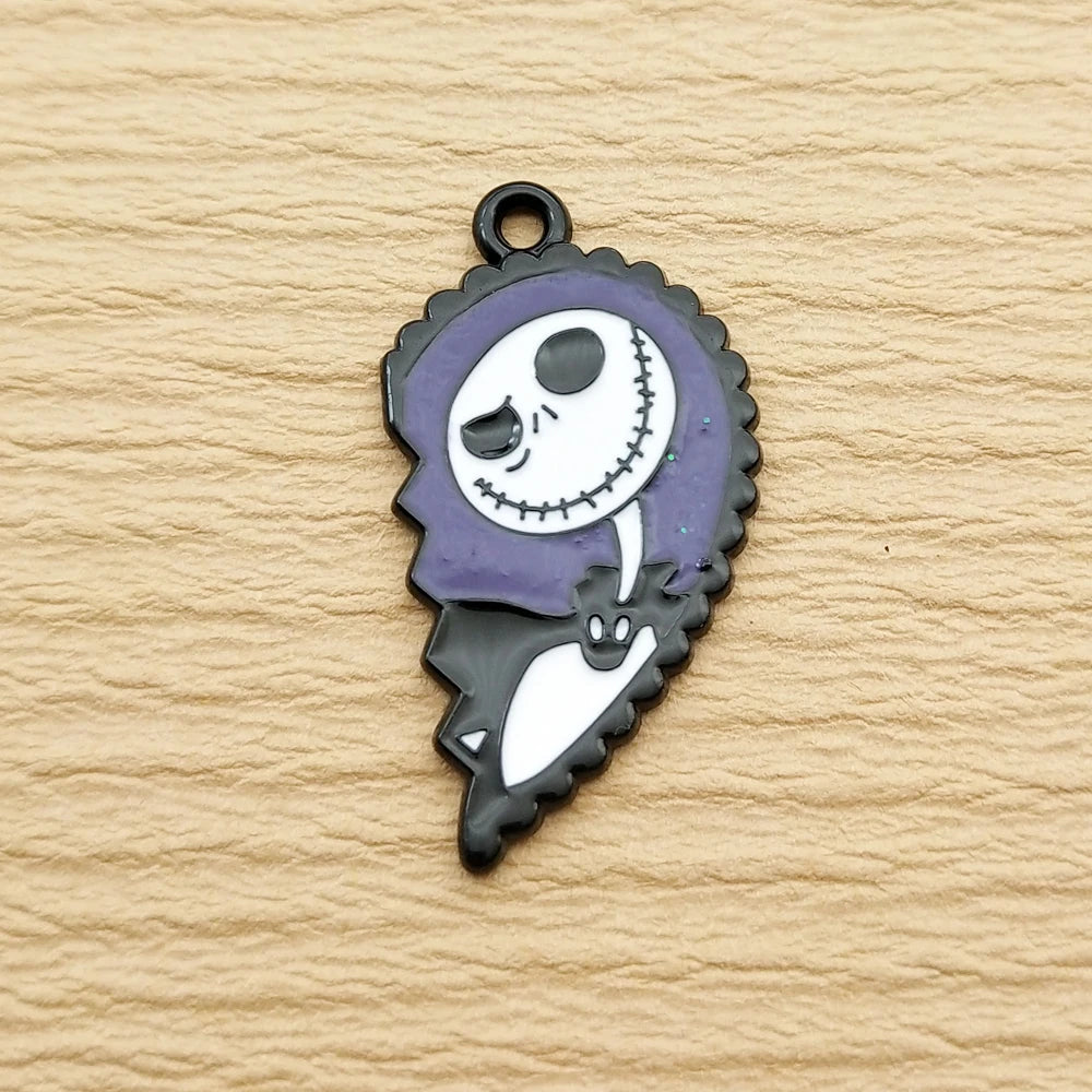 10 Stück Nightmare Before Christmas Charm Schmuckzubehör Emaille Halskette Ohrring Anhänger Diy Herstellung Legierung Metall schwarz plattiert