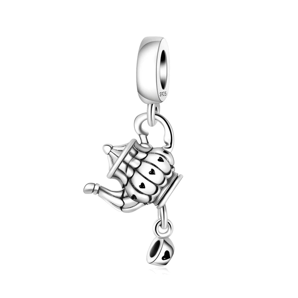 Funkelnde Edelsteinperlen aus 925er-Sterlingsilber mit eingelegten Edelsteinen und baumelnder Charm mit unendlichem Knoten, passend für Schlangenarmband, Boutique-Halskette, schönes Geschenk