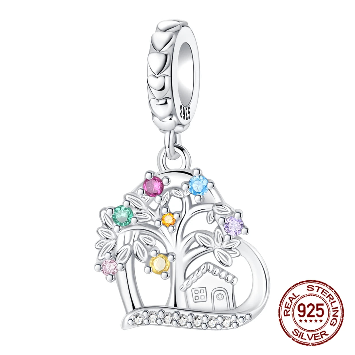 925 Sterling Silber Baum Blume Liebe für immer Familie Bead Pandent Charm Fit 4 MM Loch Durchmesser Armband DIY Bead Frau schmuck Geschenk