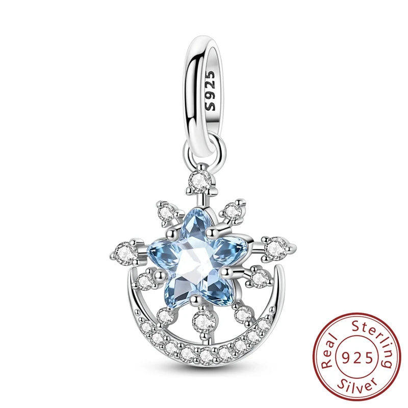 Winter-Charm, Original-Charm-Anhänger aus 925er-Sterlingsilber, Schneeflocke, Schneemann, Pinguin, für Frauen, feiner DIY-Geburtstagsschmuck, Geschenke