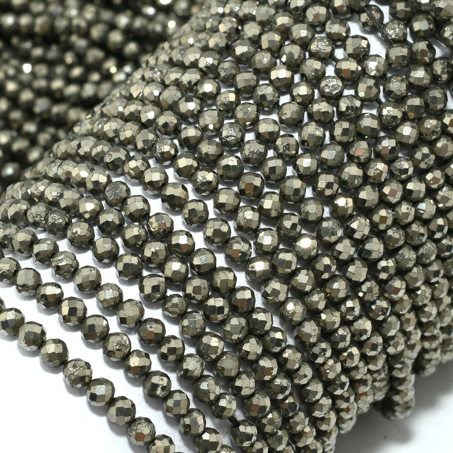 Natürliche facettierte runde Pyritperlen 2 mm/3 mm/4 mm