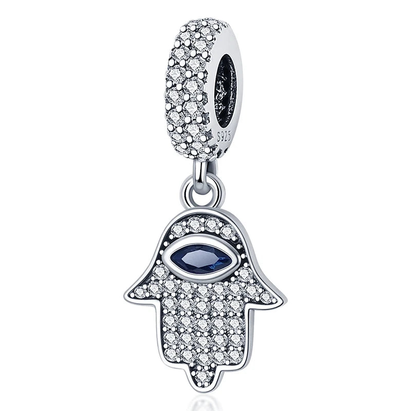Heiße Verkäufe 925 Sterling Silber Charms Perlen Teufel Auge Fatimas Hand Kreuz Perlen Fit Original Armband Frauen DIY schmuck Geschenke