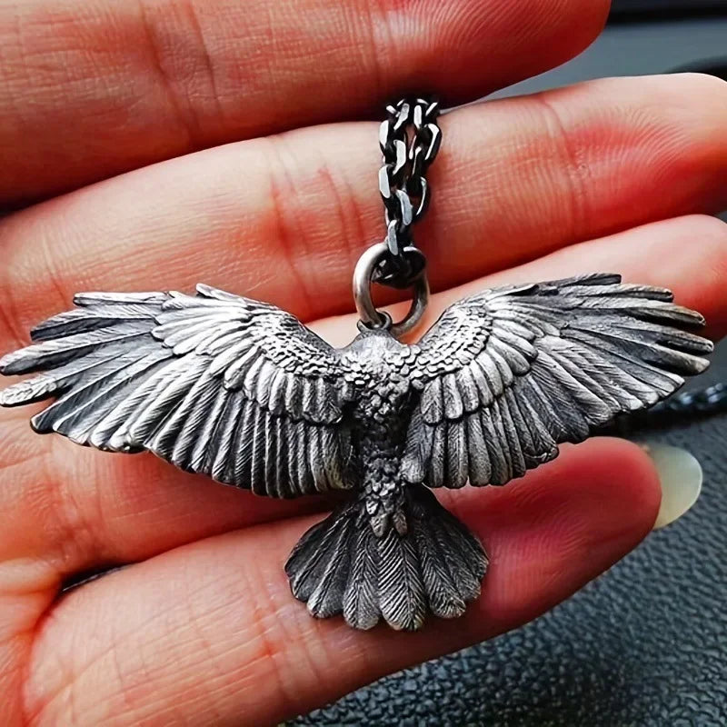 Viking Stil Lange Ketten Adler Flügel Anhänger Halskette für Männer Hip Hop Punk Mode Motorrad Party Persönlichkeit Charme Schmuck