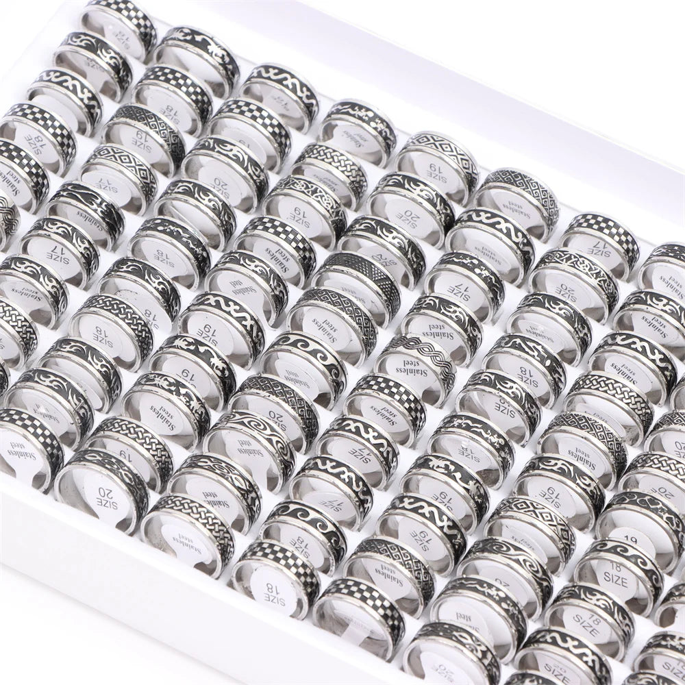 10 Teile/los Trendy Klassische männer frauen Öl Tropft Edelstahl Ringe, Retro Schmuck Geschenke, Gemischte Stil