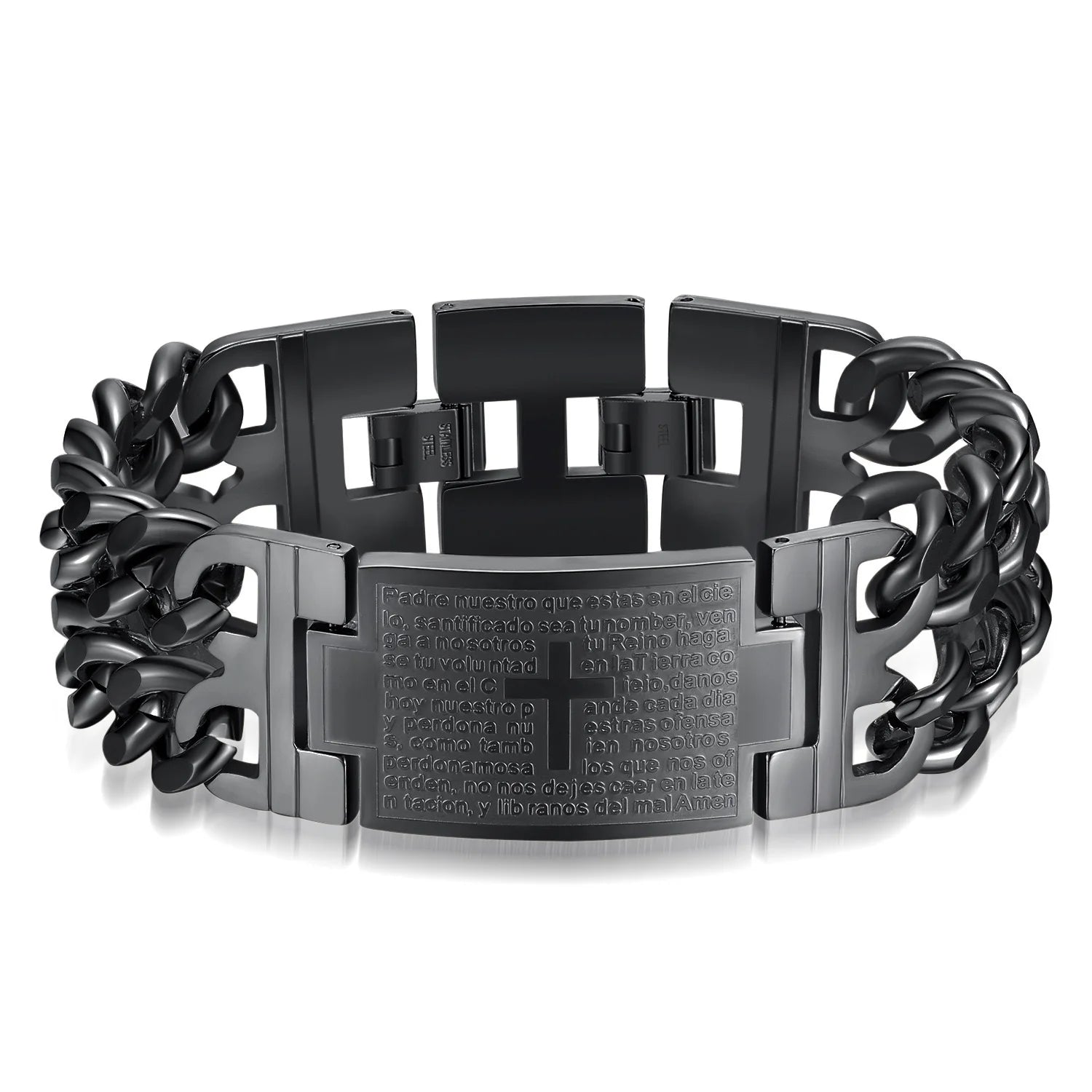 HNSP 24MM Breite 316L Edelstahl Kubanischen Kette Kreuz Armband Für Männer Schmuck Männliche Hand Kette Wrap Armbänder Punk zubehör