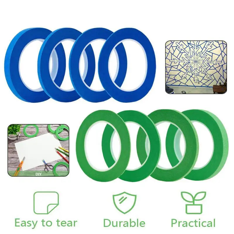 1–5 Rollen professionelles gelbes Abdeckband für die Autolackierung, 2–50 mm breites strukturiertes Papier, keine Rückstände, abreißbar, 18–50 m Länge