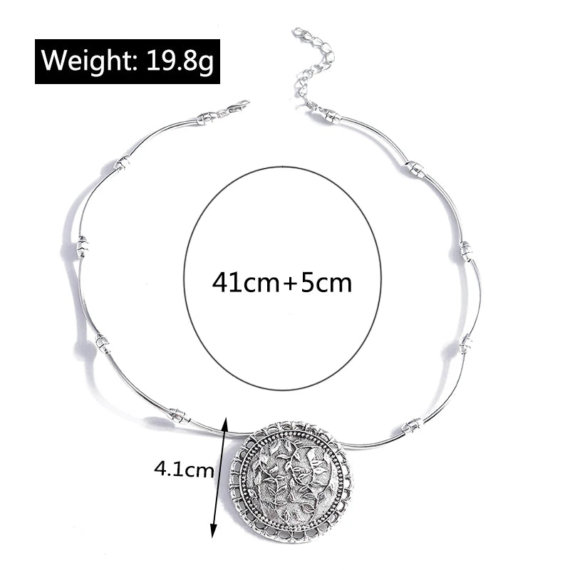 Ethnische Antike Silber Farbe Mond Choker Halsketten für Frauen Boho Türkis Halskette Mädchen Partei Schmuck Geschenke