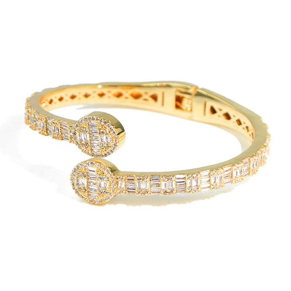 Neue Iced Out Bling Schmetterling Herz Armband Silber Farbe CZ Zirkon Oval Charme Geöffnet Armreif Für Männer Frauen Hiphop Luxus schmuck