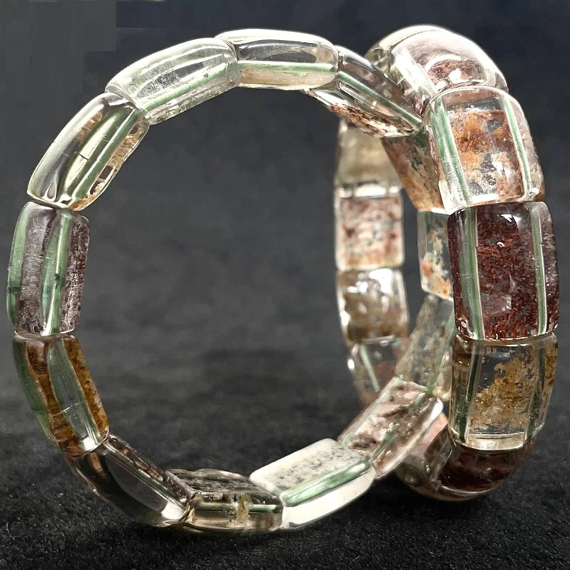 Neues farbiges Naturstein-Vier-Jahreszeiten-Geist-Kristall-Quarz-rechteckiges Armband für Männer und Frauen, Paare, glücklicher Modeschmuck