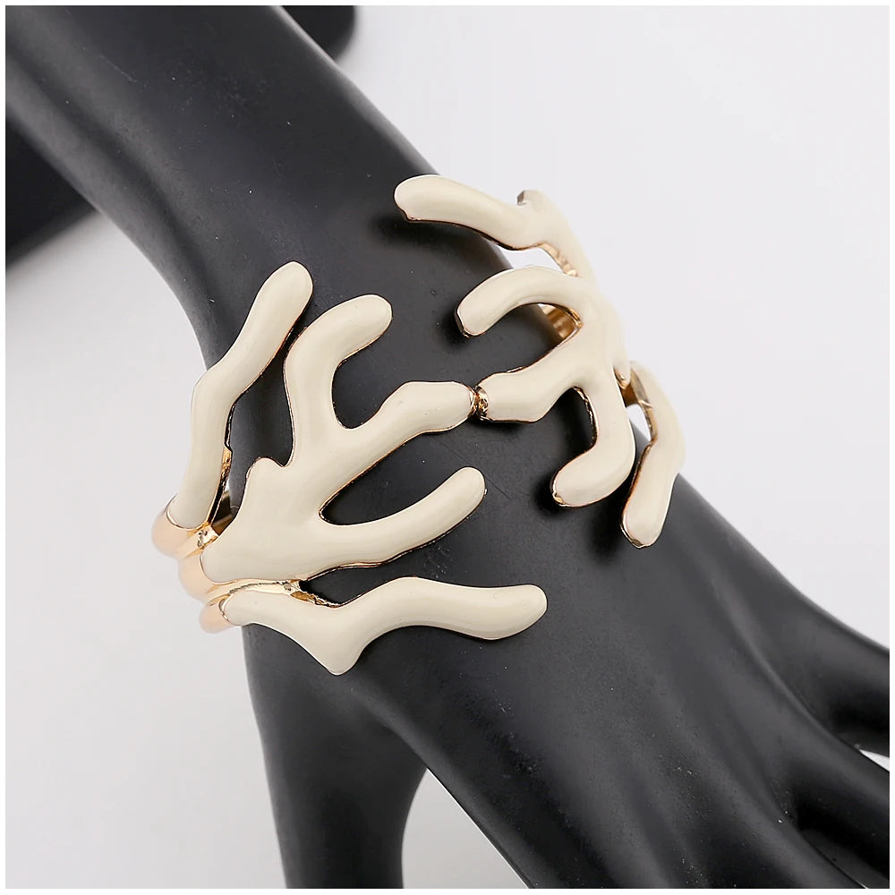 KAYMEN Neues wunderschönes Korallen-Design, luxuriöses Manschettenarmband, Statement-Armreif, Modeschmuck für Frauen, Verlobung, Hochzeit, Zubehör