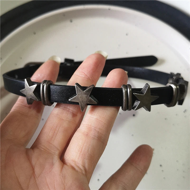 Vintage Y2k Ästhetische Pentagramm Stern Anhänger Silber Farbe Halsband Kette Halskette Für Frauen Coole Hip Hop Schmuck Charme Zubehör